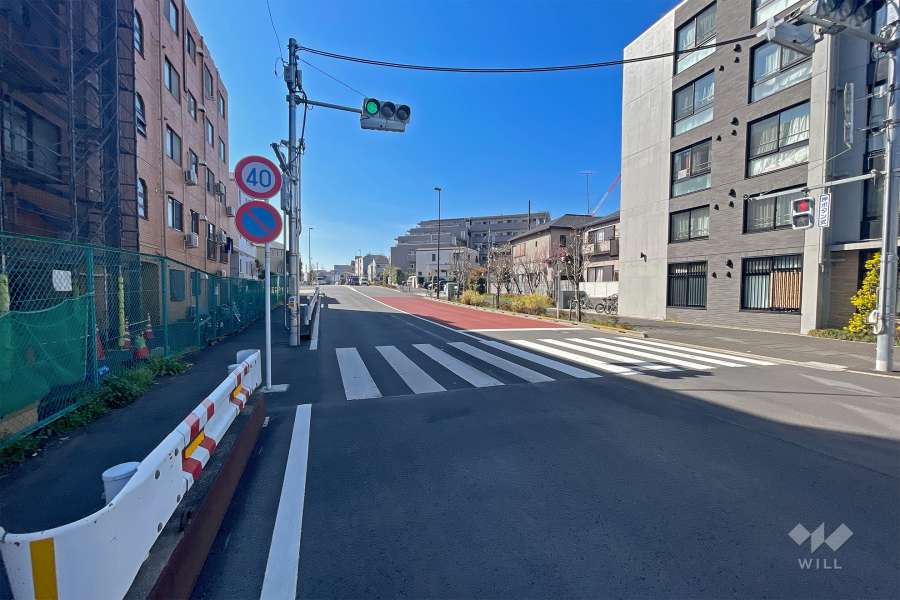 敷地西側の前面道路（北側から）