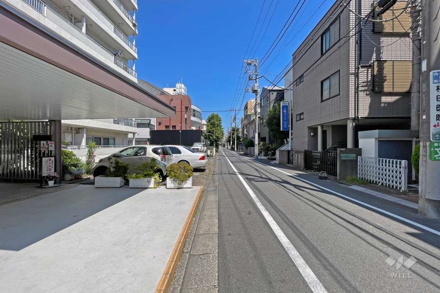 敷地南側の前面道路（西側から）