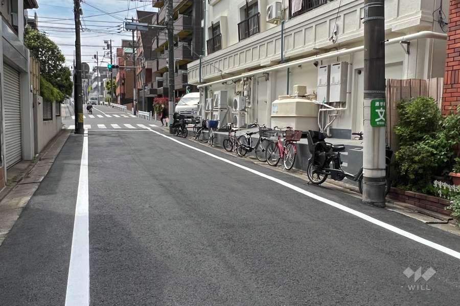 敷地南東側の前面道路(北東側から)