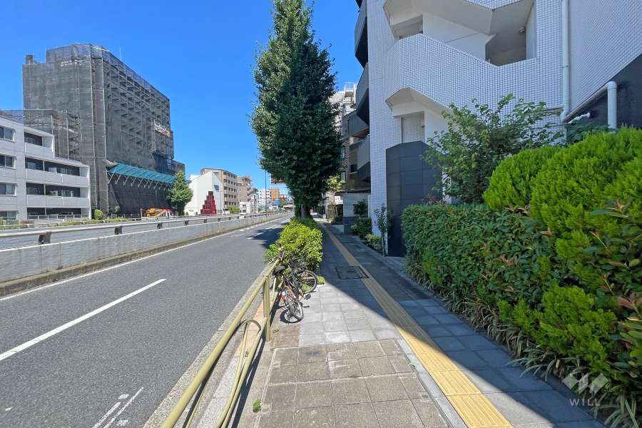 敷地北西側の前面道路（南西側から）