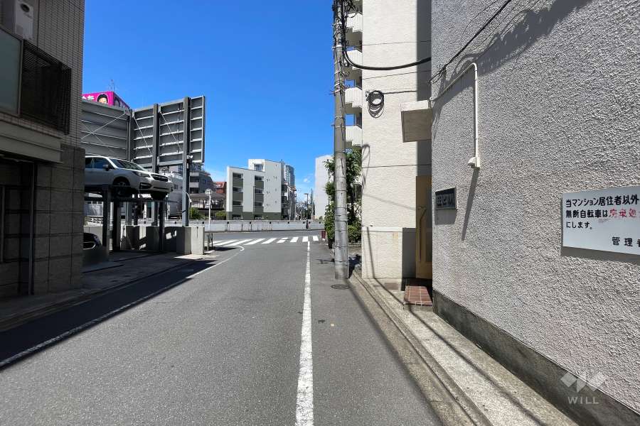敷地西側の前面道路（南側から）