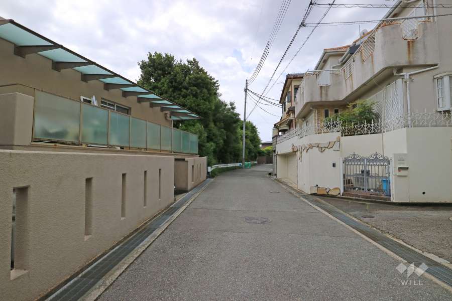 敷地西側の前面道路（北側から）