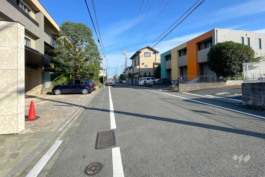 敷地南側の前面道路（西側から）