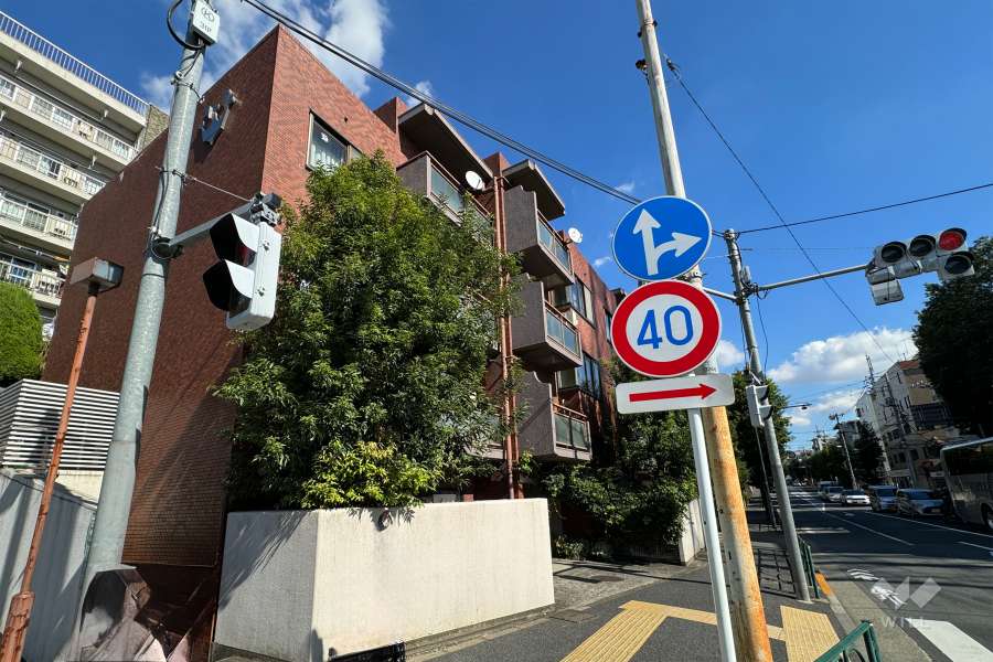 敷地の南側前面道路（西側から）