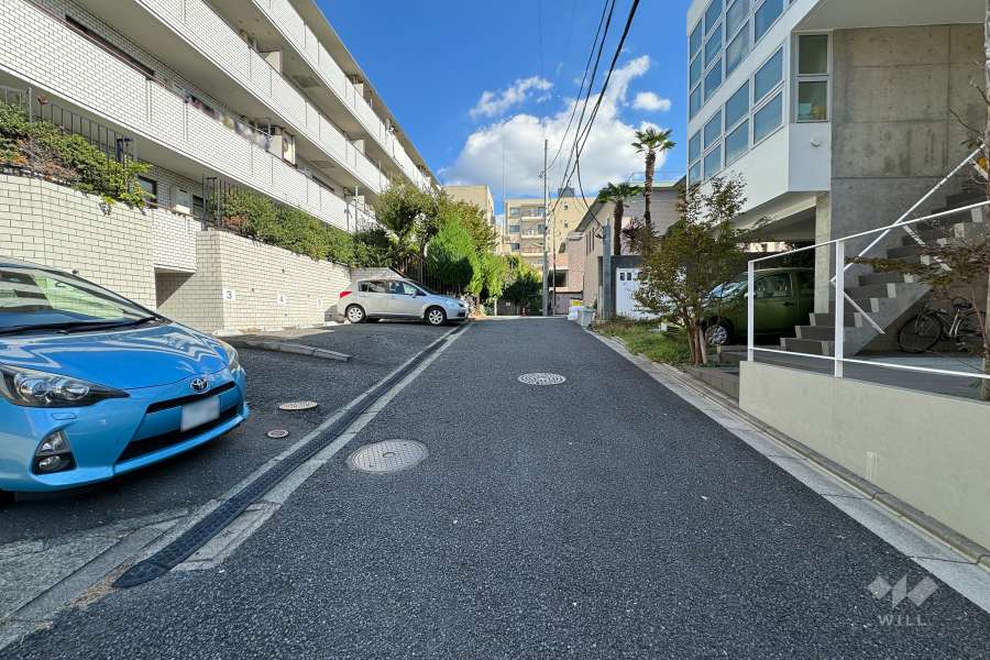 敷地の南側前面道路（西側から）