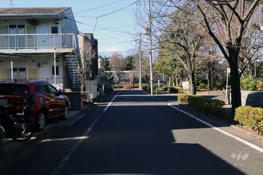 敷地南側の前面道路(西側から)