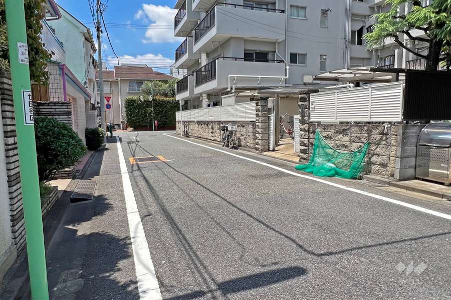 敷地の南側前面道路(南東側から)