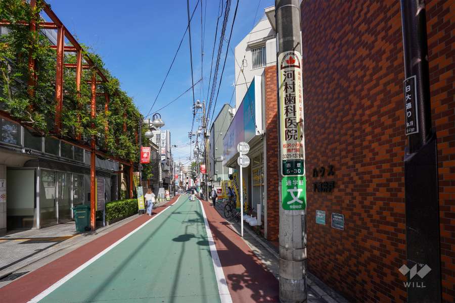 敷地北西側の前面道路（南西側から）