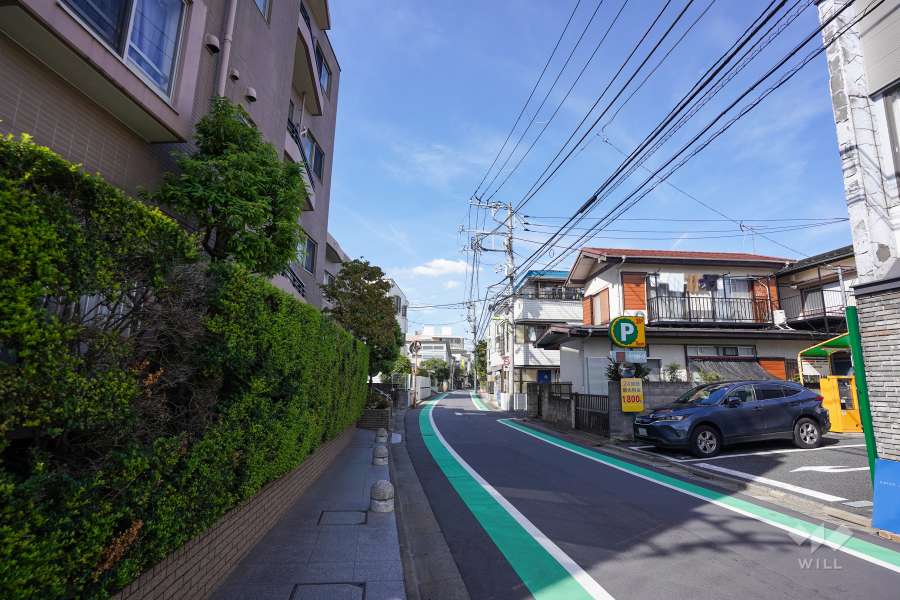 敷地東側の前面道路（南側から）