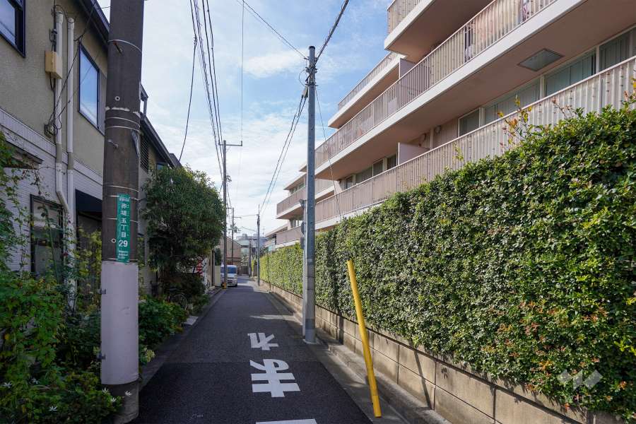 敷地南側の前面道路（東側から）
