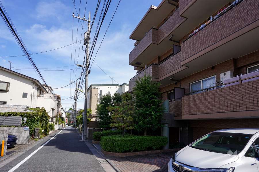 敷地北側の前面道路（西側から）