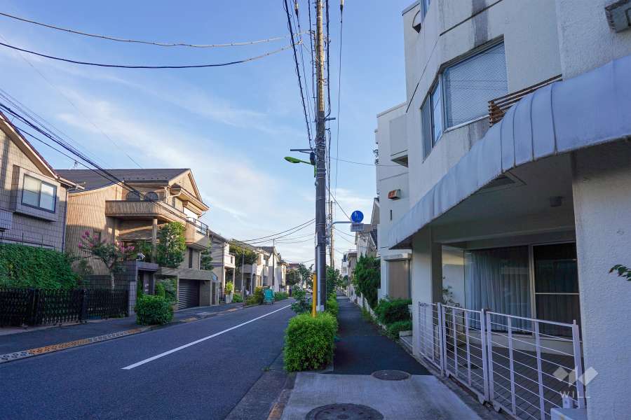 敷地東側の前面道路（北側から）