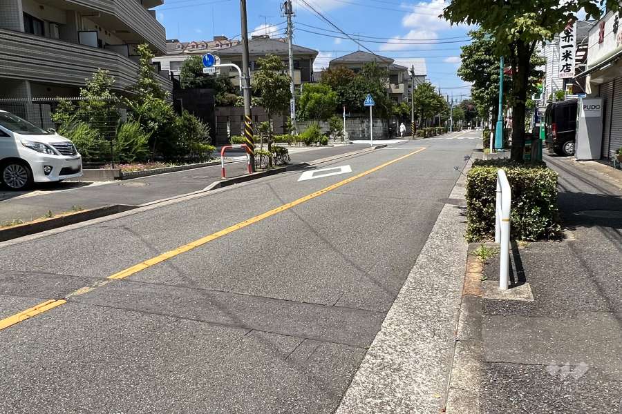 敷地東側の前面道路(南東側から)