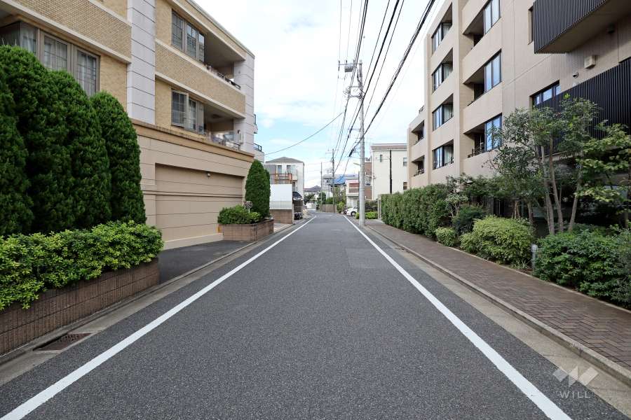 敷地西側の前面道路