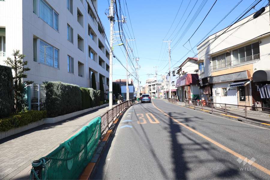 敷地東側の前面道路（南側から）