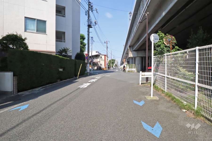 敷地南側の前面道路(西側から)