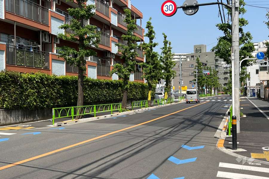 敷地南側の前面道路(西側から)