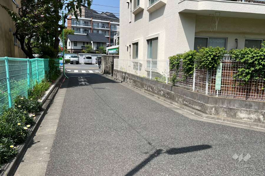 敷地西側の前面道路(南側から)