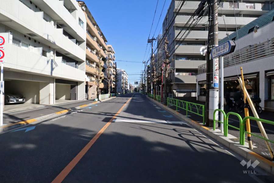 敷地南側の前面道路（西側から）