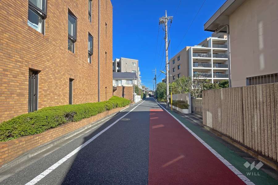 敷地東側の前面道路（南側から）