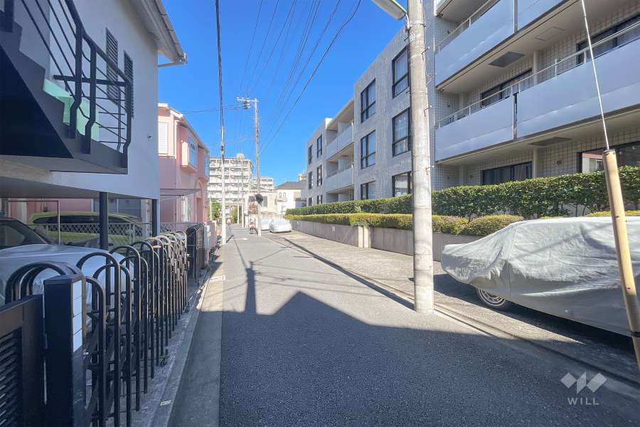 敷地西側の前面道路（南側から）