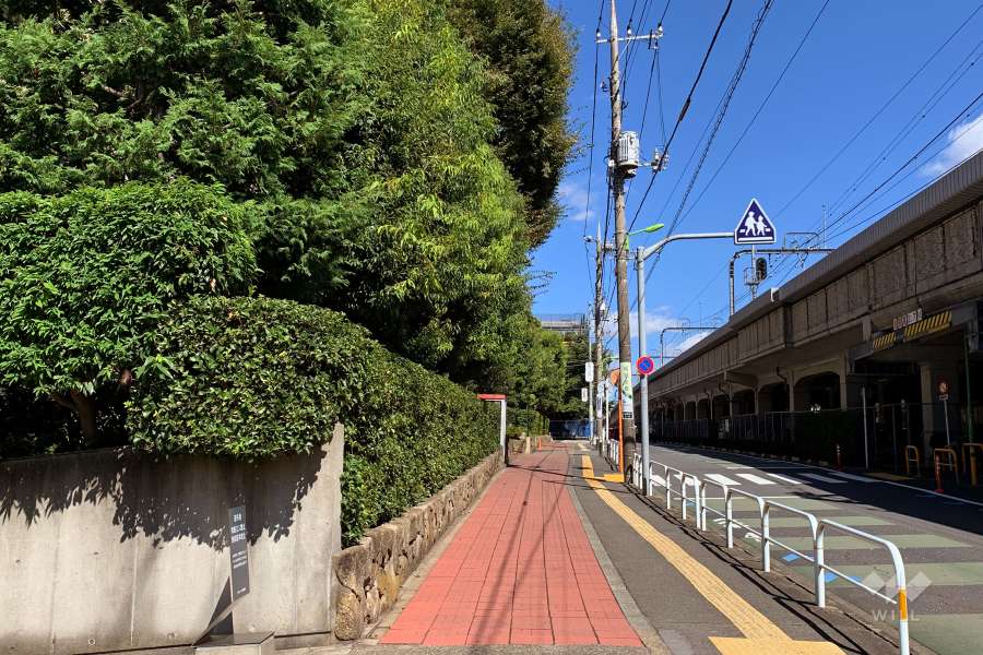 敷地南東側の前面道路（南西側から）