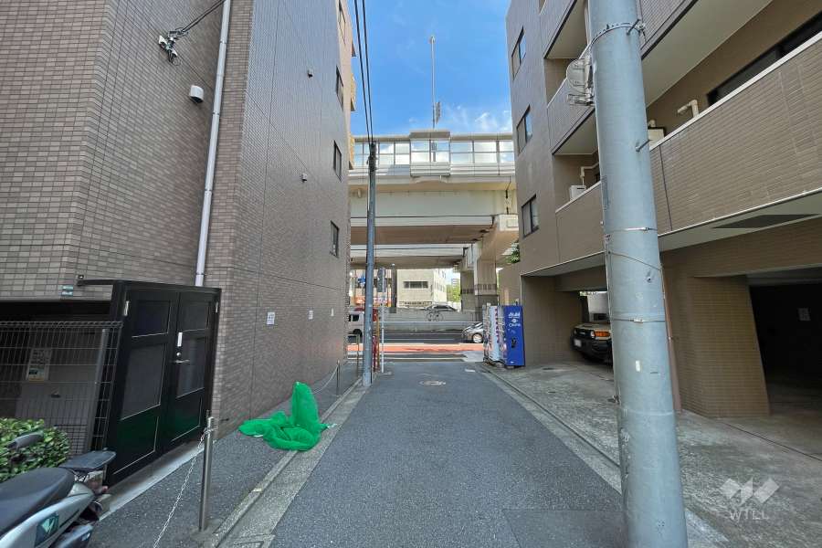 敷地東側の前面道路（北側から）