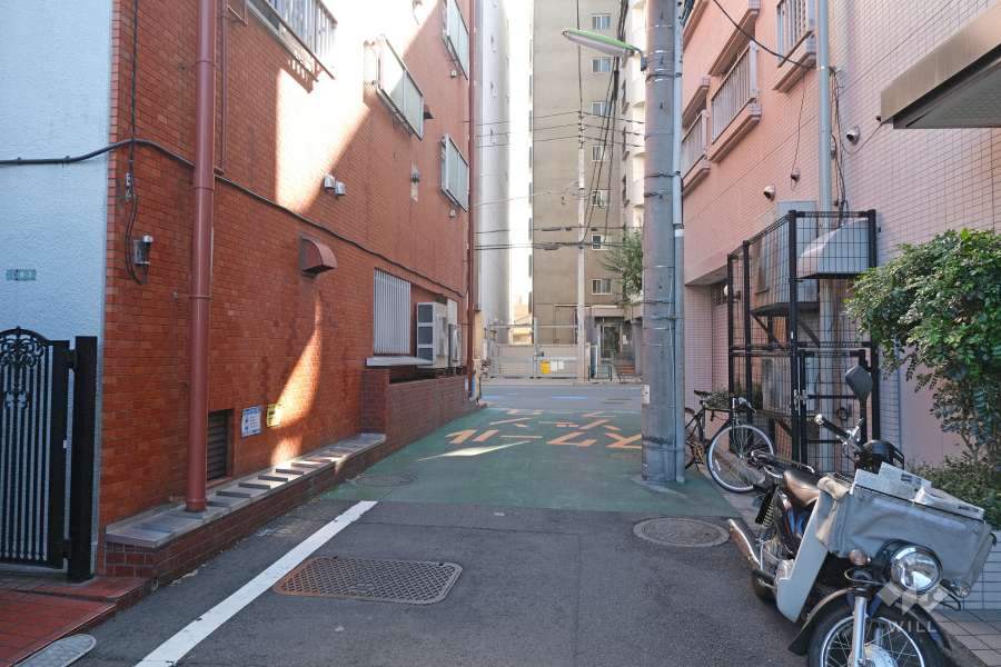 敷地西側の前面道路（北側から）