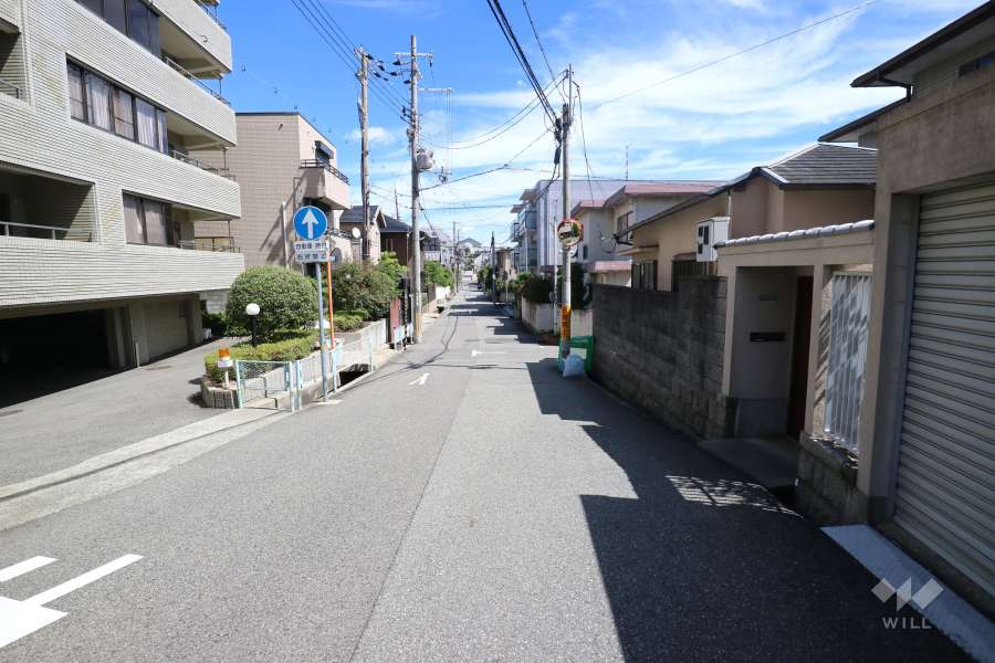 敷地南側の前面道路（西側から）