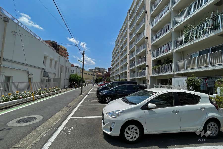 敷地南東側の前面道路(北東側から）