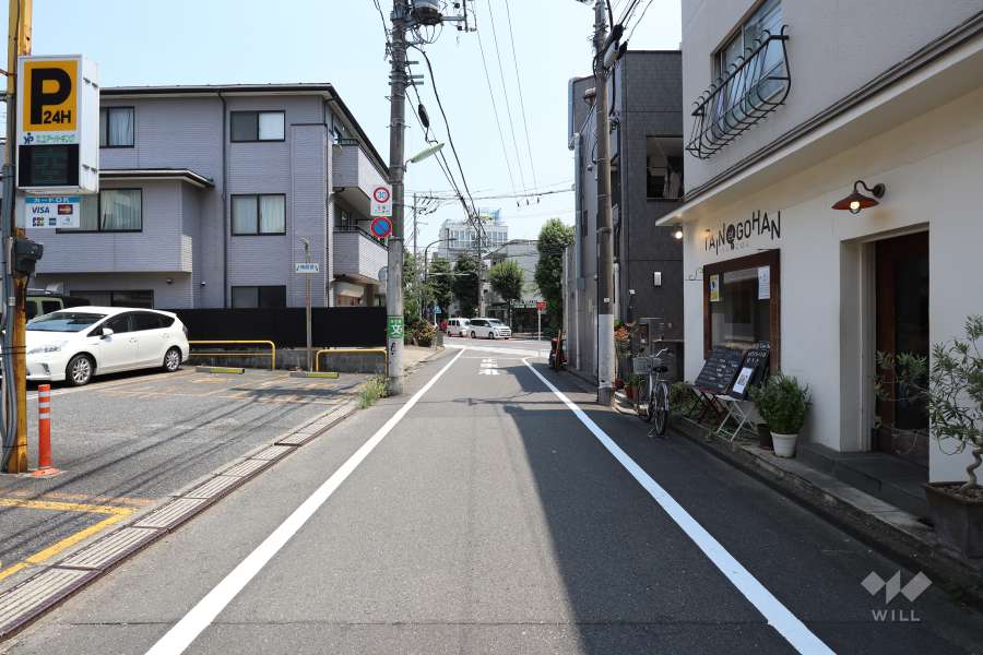 敷地北側の前面道路（西側から）