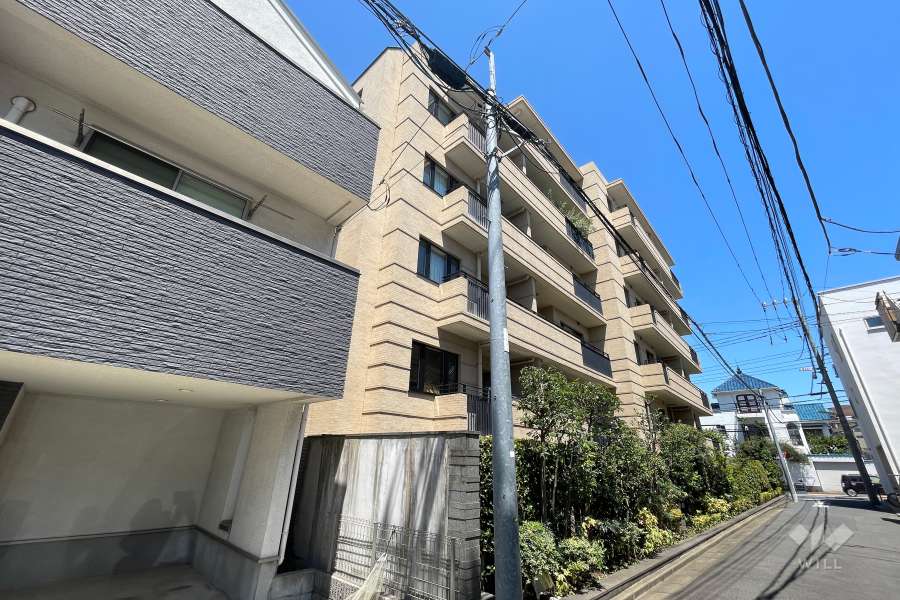 プラウド代沢の外観（南西側から）