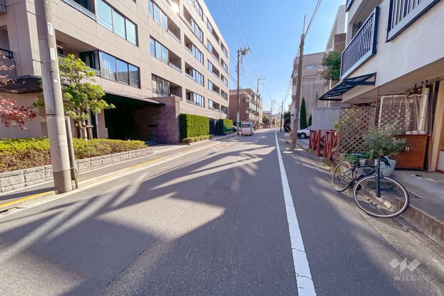敷地西側の前面道路（北側から）