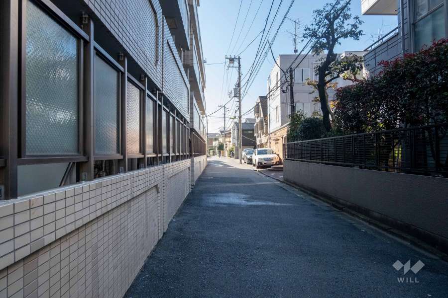 敷地北西側の前面道路（北東側から）