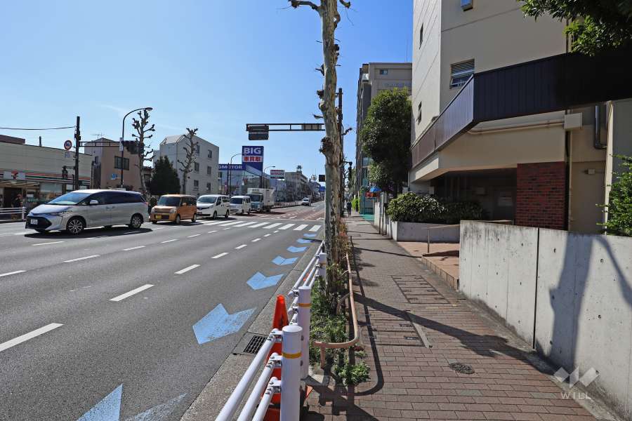 敷地東側の前面道路（北側から）