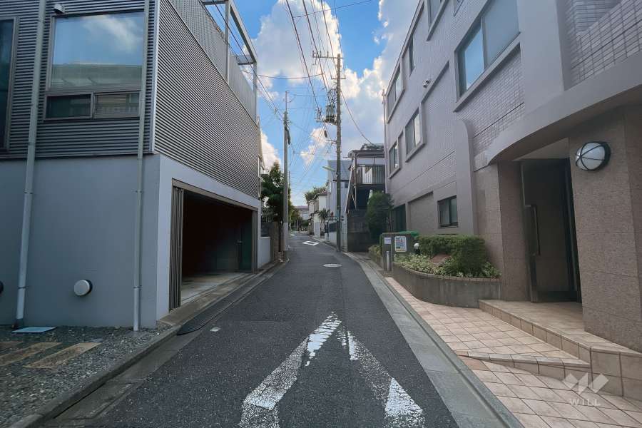 敷地東側の前面道路（北側から）