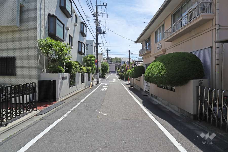 敷地西側の前面道路