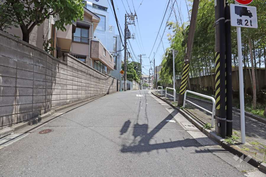 敷地北東の側前面道路（北西側から）