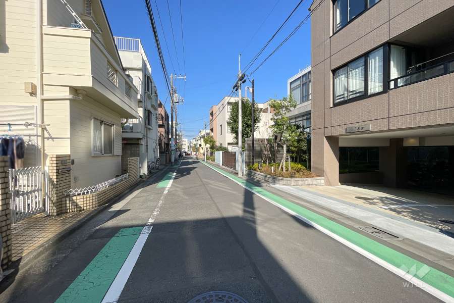 敷地西側の前面道路（南側から）