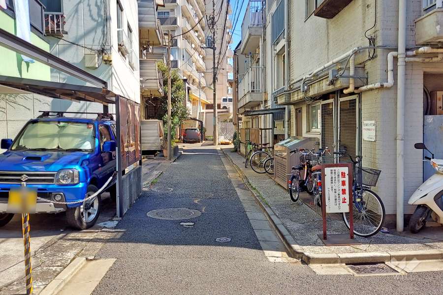 敷地北側の前面道路（西側から）