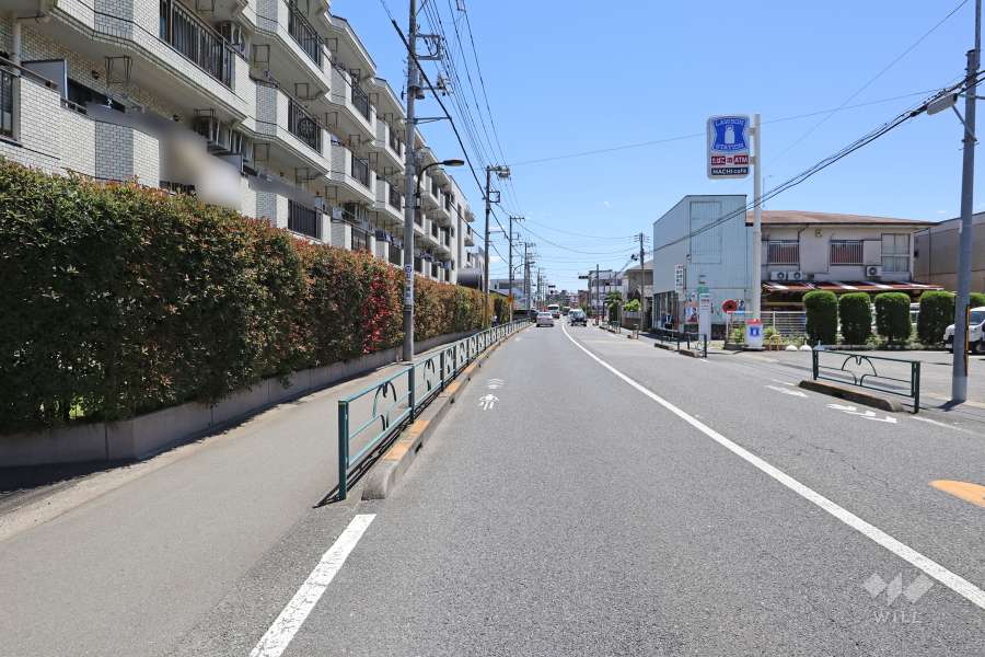 敷地の南西側前面道路（北西側から）