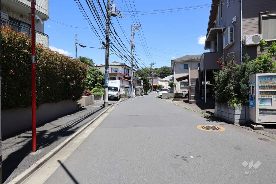 敷地の南東側前面道路（南西側から）