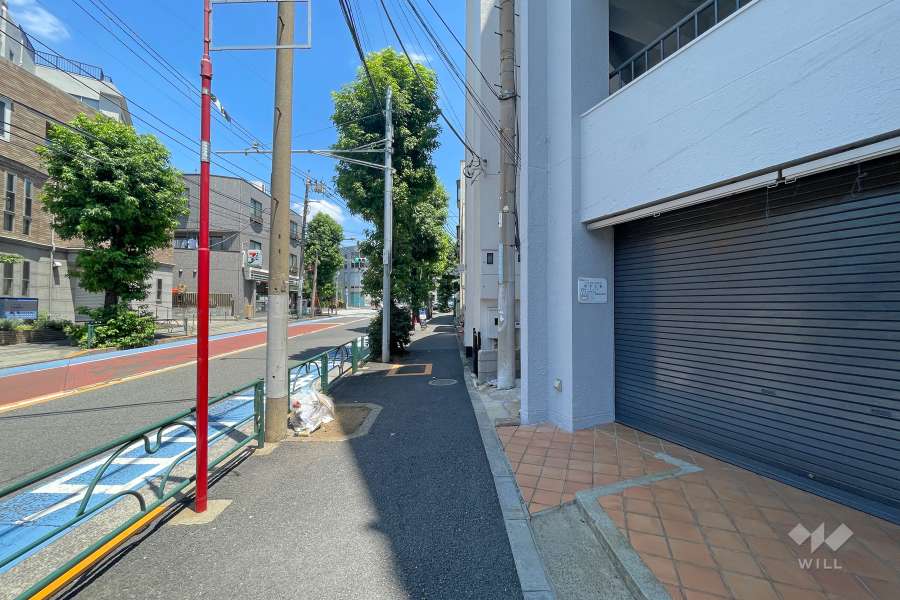 敷地北西側の全面道路（南西側から）