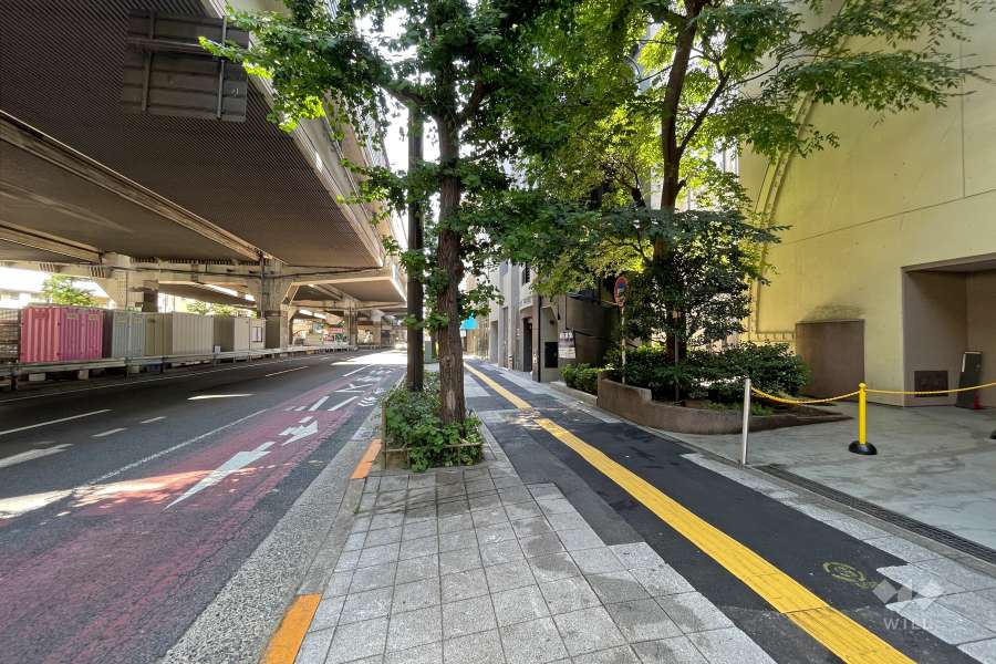 敷地北西側の前面道路（南西側から）