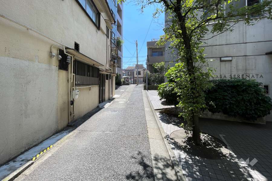 敷地の南西側道路の西側から