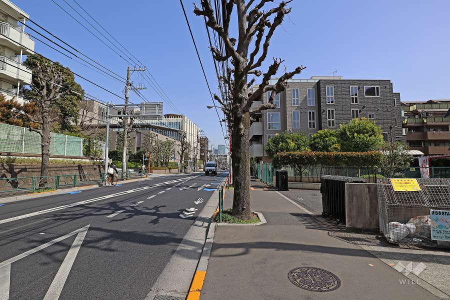 敷地北東側の前面道路（北西側から）