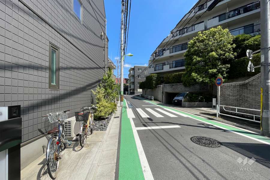敷地の西側前面道路（南側から）