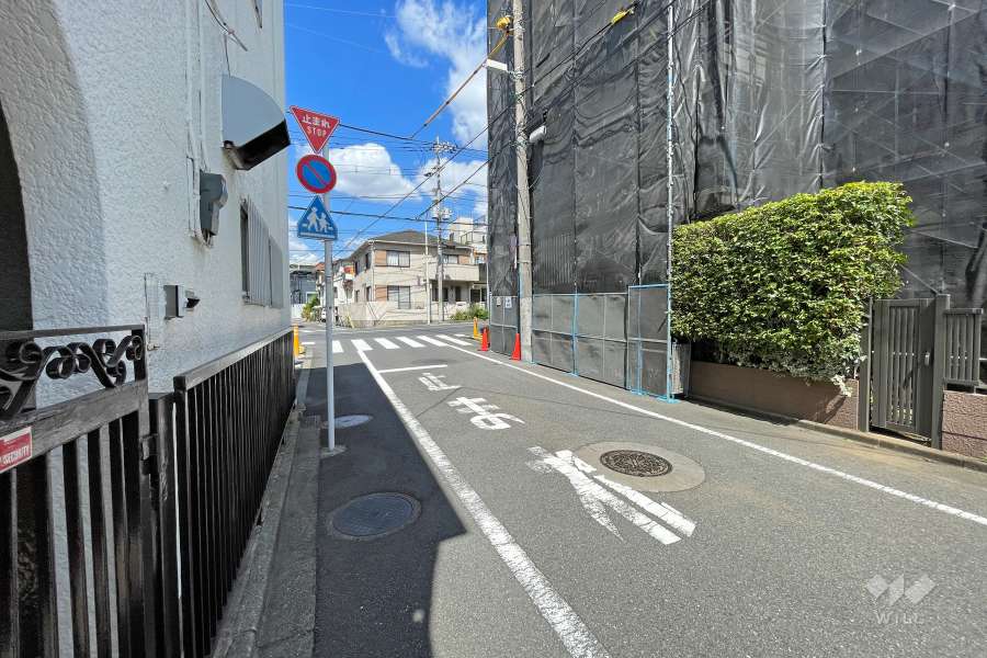 敷地西側の前面道路（南側から）