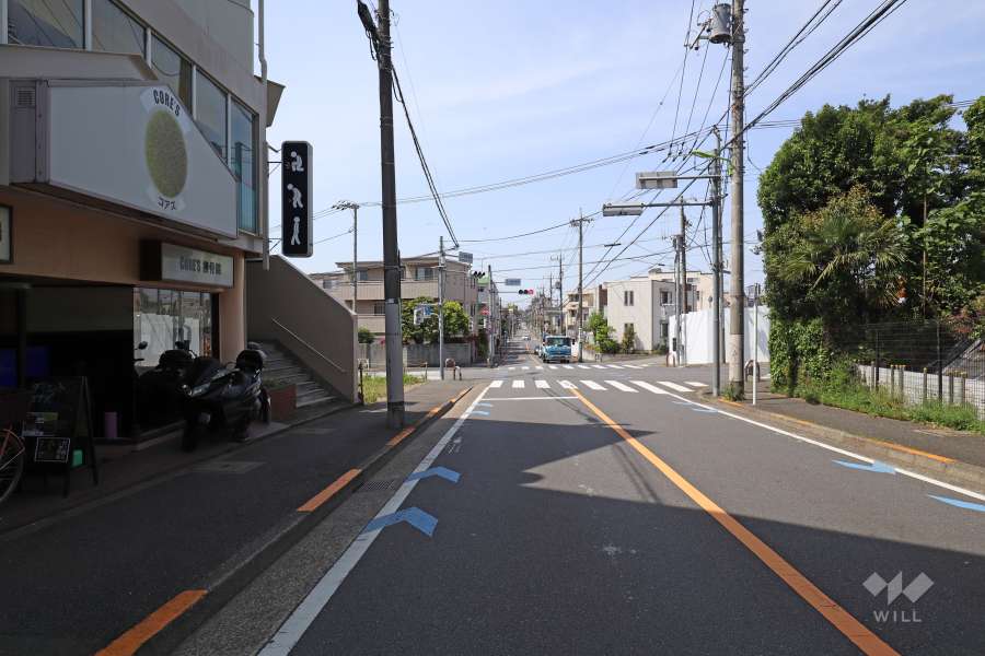 北東側の前面道路（南東側から）