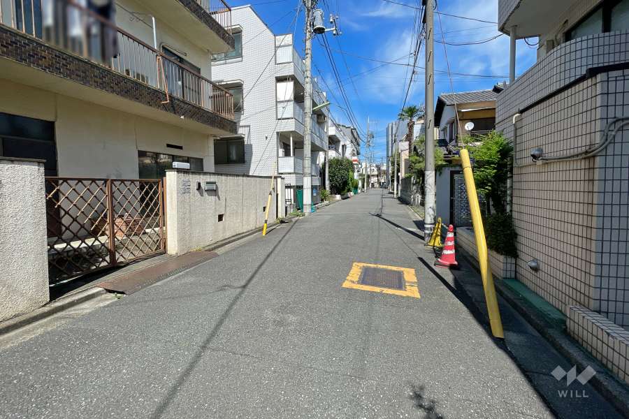 敷地北西側の前面道路（南西側から）